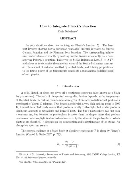 How To Integrate Planck's Function | PDF | Electromagnetic Spectrum ...