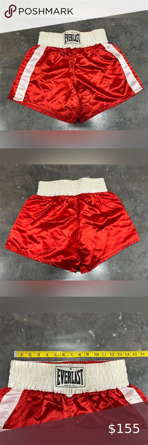 Vintage Everlast Skinners Satin Red White Boxing Trunk Shorts Size