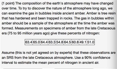 Solved (1 point) The composition of the earth's atmosphere | Chegg.com