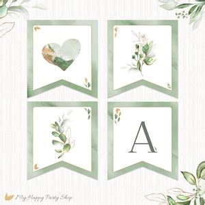 Sage Happy Birthday Banner Printable Olive Green And Gold Birthday