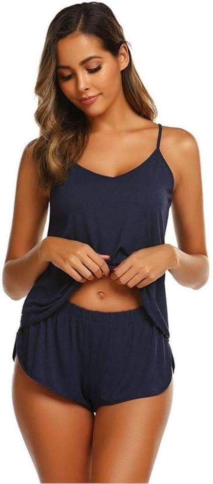 Conjunto De Pijama De Verano Para Mujer Ropa De Dormir Sexy Cuello En V