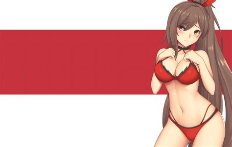 Wallpaper Girl Sexy Cleavage Long Hair Brown Hair Brown Eyes Boobs Anime For Mobile And