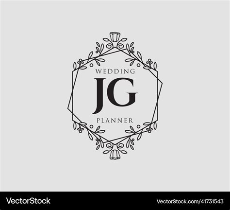 Jg Initials Letter Wedding Monogram Logos Vector Image