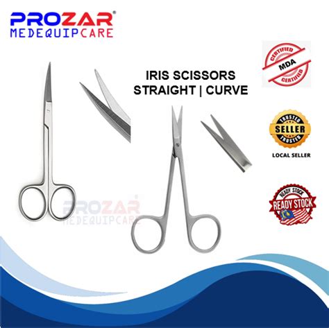 IRIS SCISSORS STR CVD 11 5CM RHEIN PROZAR MEDEQUIPCARE