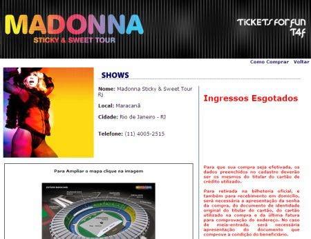 Madonna Empresa Volta A Vender Ingressos No Rio