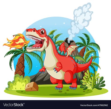 Dinosaur with dragon wings in cartoon style Vector Image