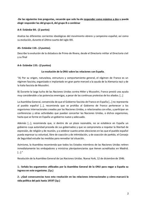 Examen De Historia De España Ebau De Canarias Convocatoria