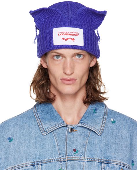 Buy CHARLES JEFFREY LOVERBOY Blue Chunky Ears Beanie Varblu Varsity