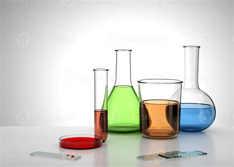 realistic  empty lab equipment test tube flask beaker petri dish