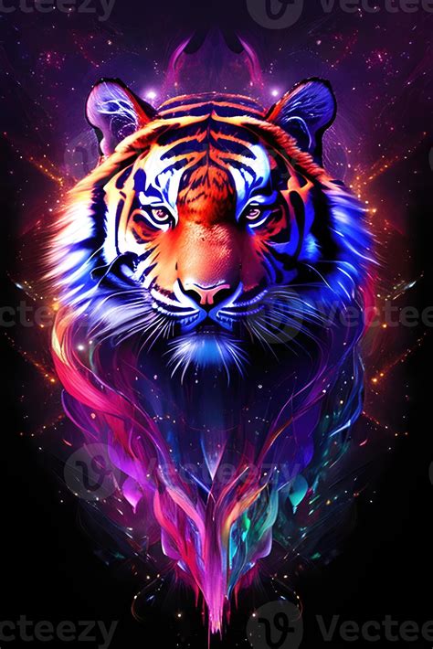 Light neon art portrait of a tiger. 23848738 Stock Photo at Vecteezy