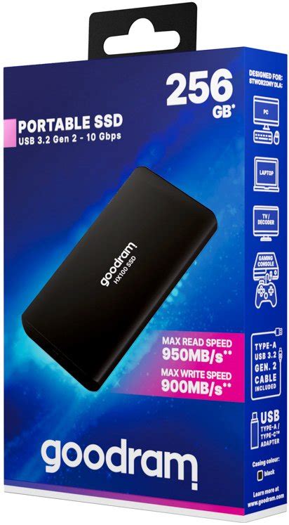 Dysk zewnętrzny SSD 256GB USB C GOODRAM HX100 SSDPR HX100 256 GoodRam