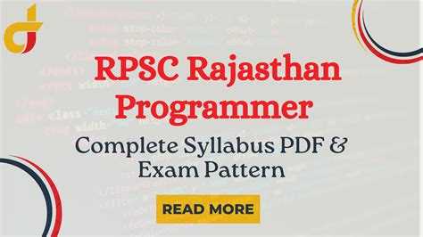 RPSC Rajasthan Programmer 2024 Complete Syllabus PDF And Exam Pattern