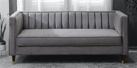 Buy Vito Velvet Seater Sofa In Fossil Grey Colour At Off By