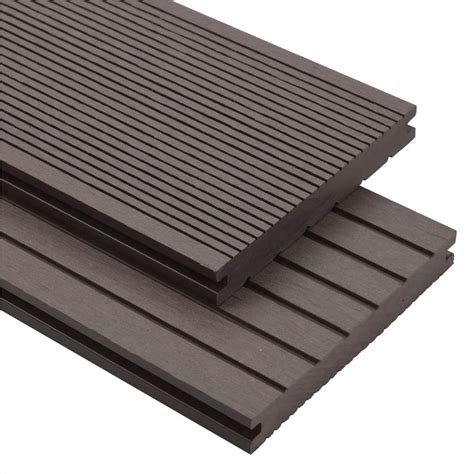 WPC Solid Decking Boards with Accessories 20m² 2 2m Dark Brown