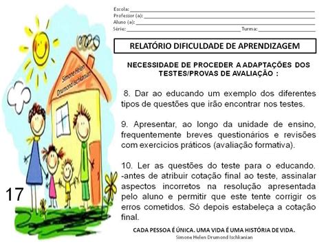 Relatório Do Aluno Com Dificuldade De Aprendizagem