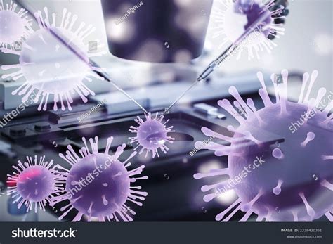 Examination Germs Bacteria Sample Under Microscope Stock Photo ...