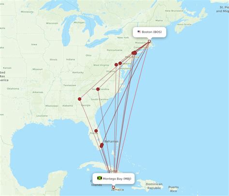 All Flight Routes From Boston To Montego Bay BOS To MBJ Flight Routes