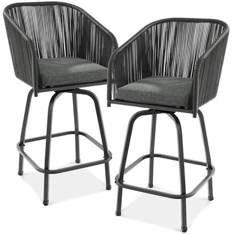 Best Choice Products Set Of 2 High Outdoor Wicker Swivel Barstools