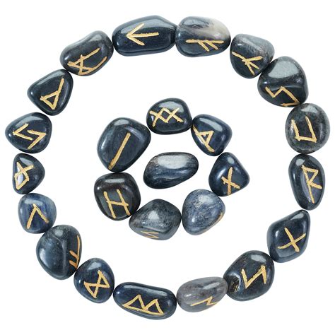 Crocon Blue Jade Rune Tumble Shape Gemstone Rune With Elder Futhark