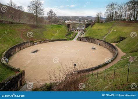 Aerial View Of Trier Amphitheater Arena Old Roman Ruins Trier