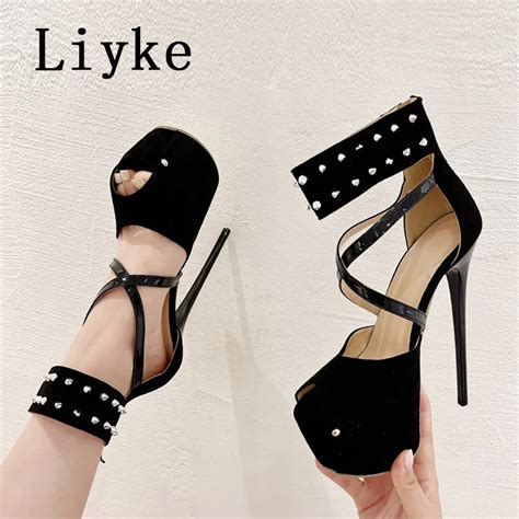 Liyke Size Black Platform High Heels For Women Fashion Design