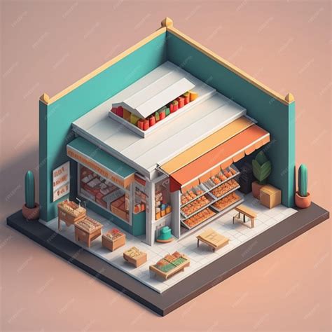 Premium Photo 3d Isometric Shop Building Created With Generative Ai