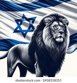 Lion Israel Flag AI-generated image 2458318351 | Shutterstock