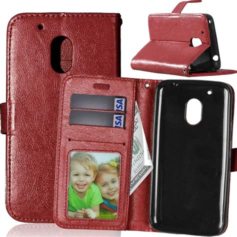 Leather Case For Motorola Moto G4 Play Cases Luxury Wallet Stand Flip