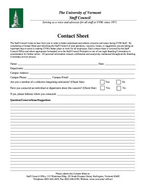 Fillable Online Uvm University Of Vermont Staff Council Fax Email Print