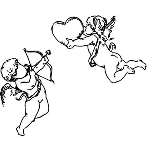 Two Cherubs With Bows And Arrows In Their Hands One Holding A Heart