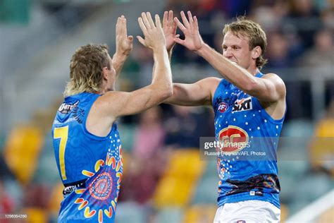 Jack Lukosius Of The Suns Celebrates A Goal During The 2023 Afl Round