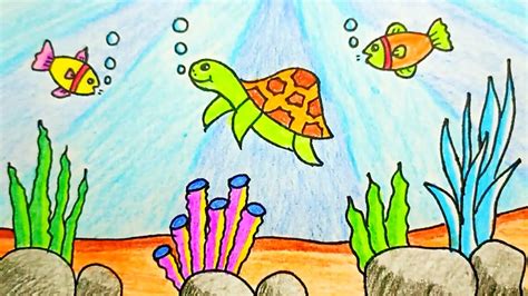 draw underwater scenery aquarium drawing underwater drawing