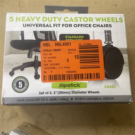 Slipstick 2 In Office Chair Caster Wheel Set Of 5 New Free Shipping