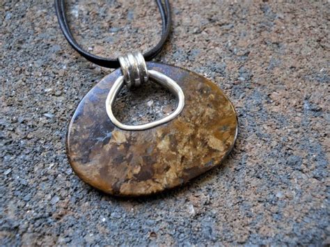 Silpada Sterling Bronzite Pendant Necklace On Leather Gem