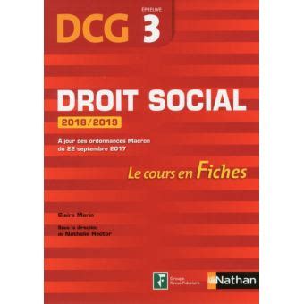 Droit social 2018 2019 DCG Épreuve 3 Le cours en Fiches broché