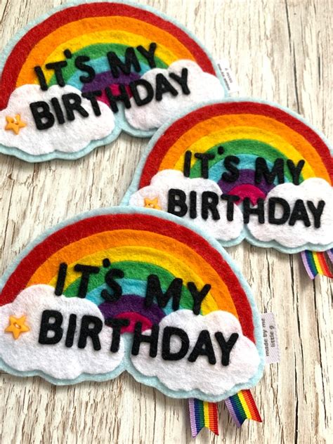 Rainbow Birthday Badge Its My Birthday Badge Its My Etsy