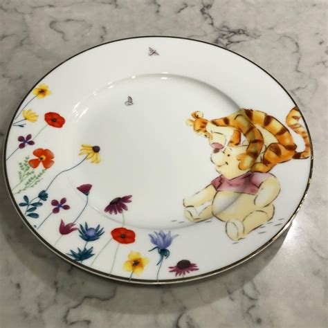 Disney Dining Winnie The Pooh Gold Rim Floral Salad Plate Poshmark