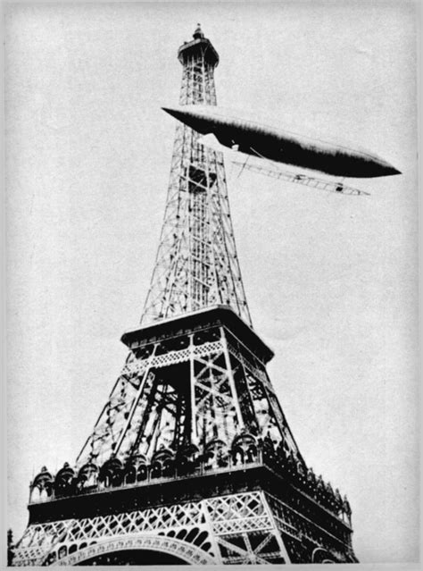 Santos Dumont Rounds The Eiffel Tower, Airship No. 5, 1901. Photo ...