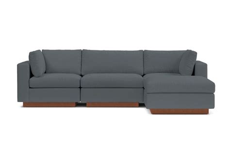 Taylor Plush 4pc Modular Chaise Sectional Sofa :: Leg Finish: Pecan ...