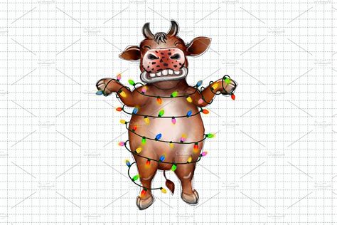 Funny Cow christmas light Graphics | Creative Market