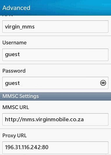 Virgin Mobile South Africa APN Settings For Blackberry 2024 5G 4G APN