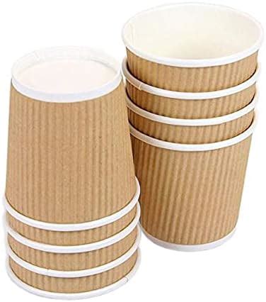 500 Cups X 8oz 240ml Kraft Brown Triple Walled Disposable Coffee