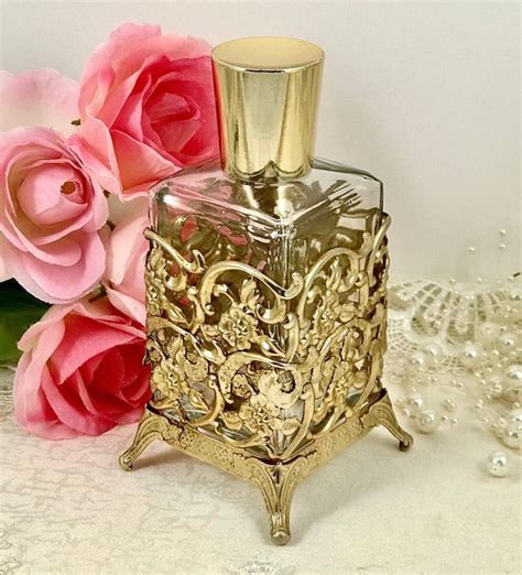 Filigree Perfume Bottle Gold Ormolu Footed Base Rem Gem