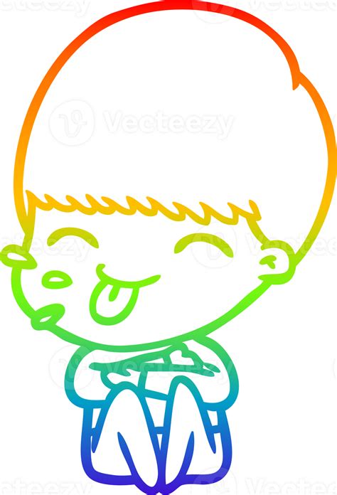 Rainbow Gradient Line Drawing Cartoon Rude Man 44960406 Png