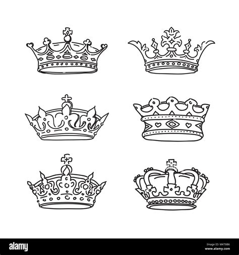 Set of drawing Crowns. Vector illustration and icons Stock Photo - Alamy