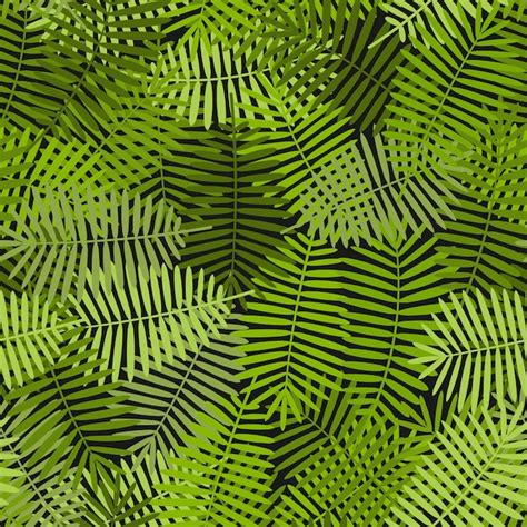 Premium Vector Exotic Green Palm Leaves Seamless Pattern