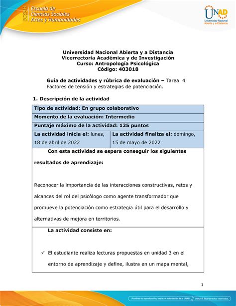 Tarea Factores De Tensi N Y Estrategias De Potenciaci N