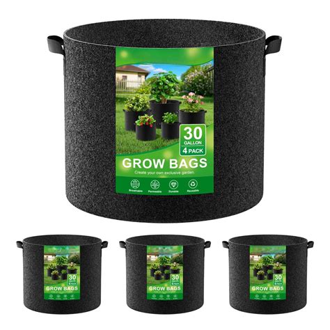 CHOII 4-Pack Fabric Grow Bags 30 Gallon,300G Thickened Nonwoven Plant