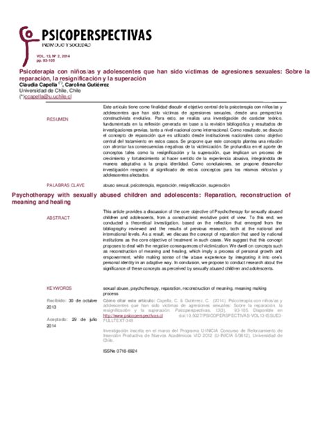 Pdf Psicoterapia Con Niños As Y Adolescentes Que Han Sido Víctimas De