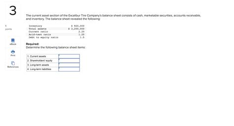 Solved The Current Asset Section Of The Excalibur Tire Chegg